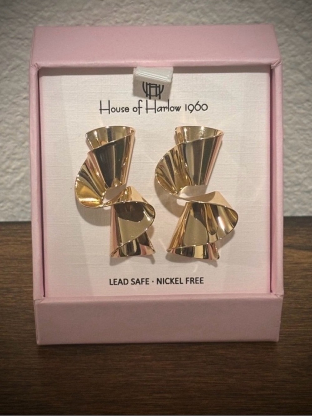 House of Harlow 1960 Gold Sculptural Ribbon Earrings